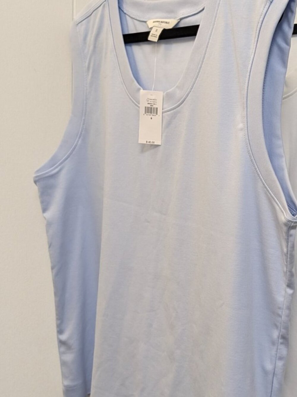 Banana Republic Cotton Sleeveless Muscle Tee Light Blue Size S NWT